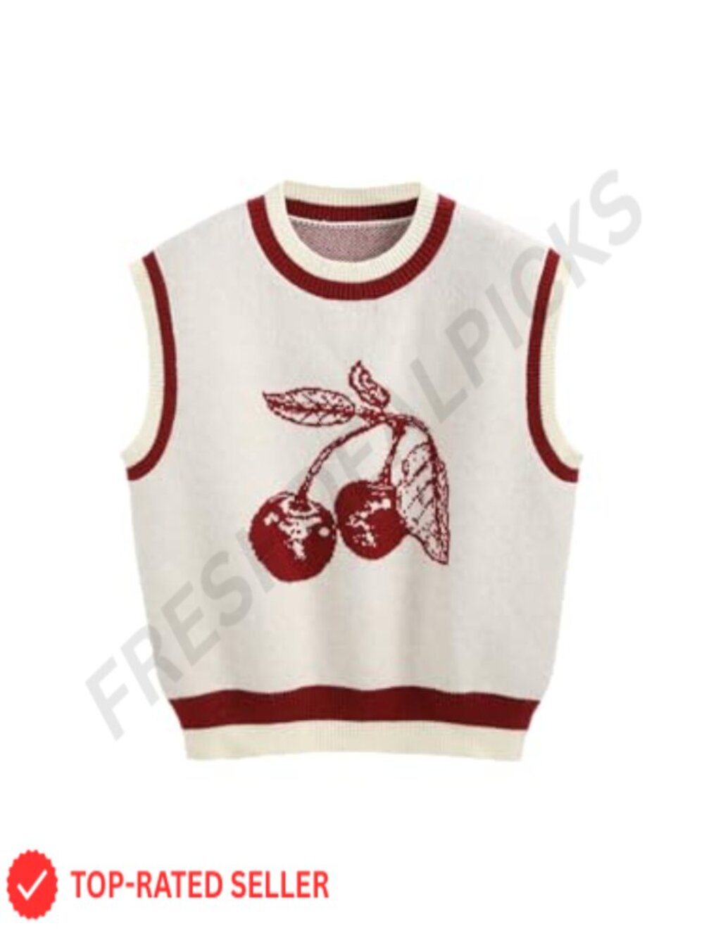 Cider Women's Sweater Vest Knit Sleeveless Pear Graphic Tank Top